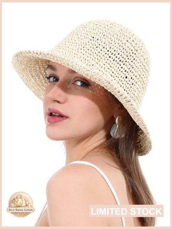 Hand Woven Straw Sun Hat Wide Brim Foldable Bucket Hat for Travel UV Protection main image 4